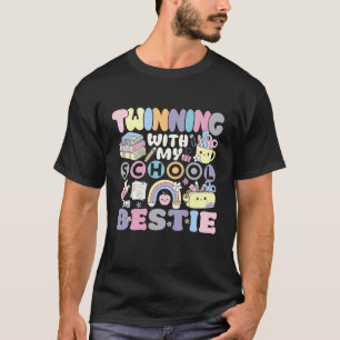 Twinning with My School Bestie Cute Twin Day Match T-Shirt
