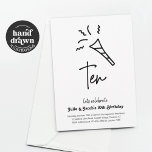 Twins 10th Birthday Party Invitation<br><div class="desc">Twins 10th Birthday Invitation - Hand drawn graphics in a fun and minimalist design.</div>