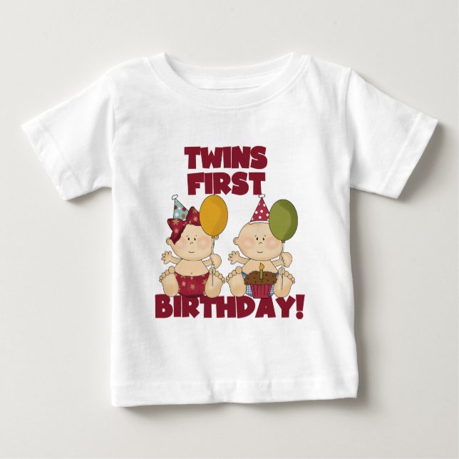 Twins 1st Birthday Boy/Girl T-shirts and Gifts (Front)