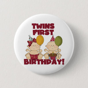 Twins 1st Birthday Boy/Girl T-shirts and Gifts 6 Cm Round Badge