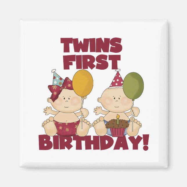 Twins 1st Birthday Boy/Girl T-shirts and Gifts Magnet (Front)