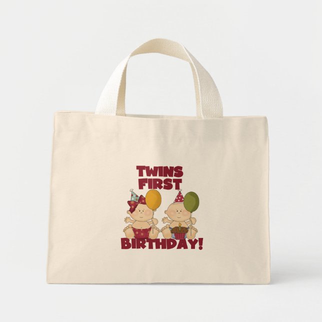 Twins 1st Birthday Boy/Girl T-shirts and Gifts Mini Tote Bag (Front)