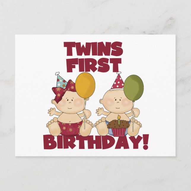 Twins 1st Birthday Boy/Girl T-shirts and Gifts Postcard (Front)