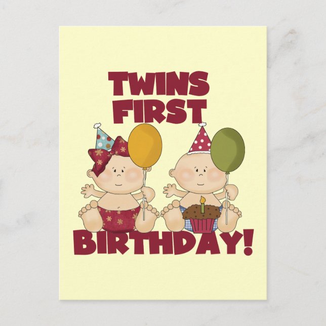 Twins 1st Birthday Boy/Girl T-shirts and Gifts Postcard (Front)