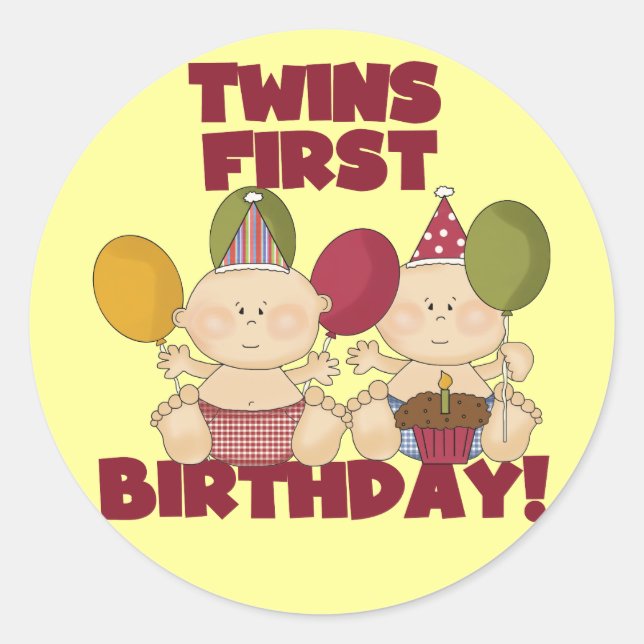 Twins 1st Birthday - Boys T-shirts and Gifts Classic Round Sticker (Front)
