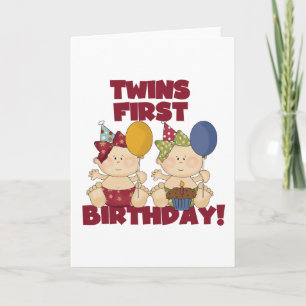 Twins 1st Birthday - Girls Tshirts and Gifts Card