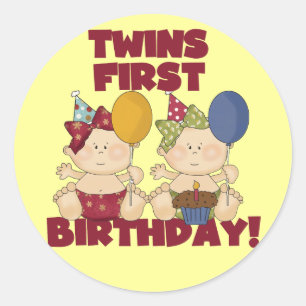 Twins 1st Birthday - Girls Tshirts and Gifts Classic Round Sticker