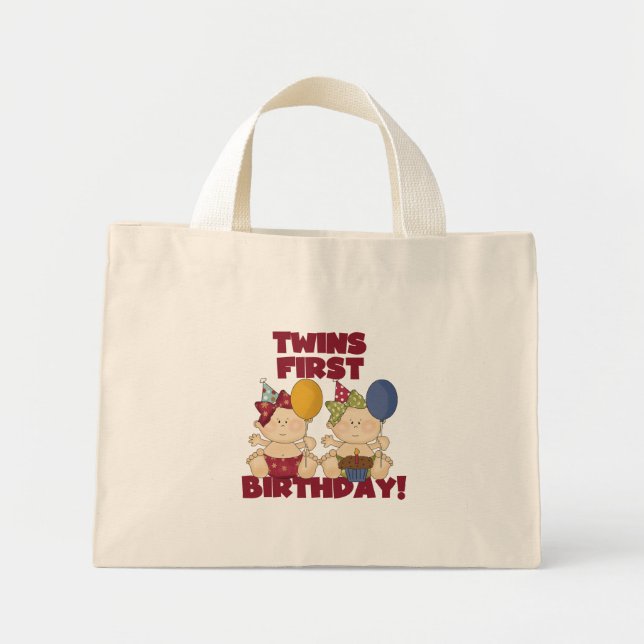 Twins 1st Birthday - Girls Tshirts and Gifts Mini Tote Bag (Front)