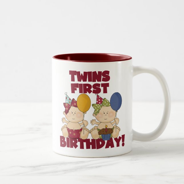Twins 1st Birthday - Girls Tshirts and Gifts Two-Tone Coffee Mug (Right)