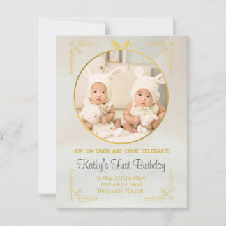 twins 1st birthday invitations