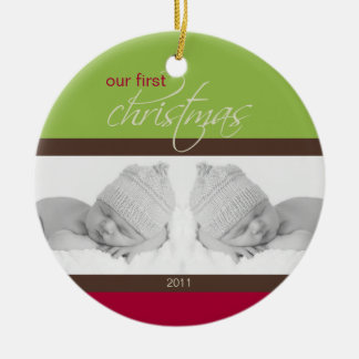 Twins 1st Christmas Custom Ornament (green)