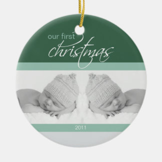 Twins 1st Christmas Custom Ornament (green 2)
