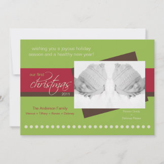 Twins 1st Christmas Holiday Card (green)