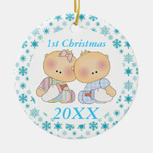 Twins 1st Christmas Personalised Keepsake Ornament