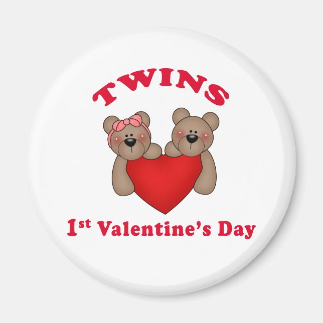 Twins 1st Valentine's Day Magnet (Front)