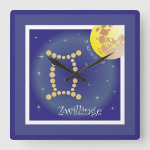 twins 21 May to 21 June Square Wall Clock