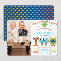 Twins 2nd birthday little monster birthday photo