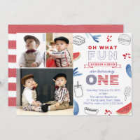 Twins All American 1st Birthday Multiple Photos