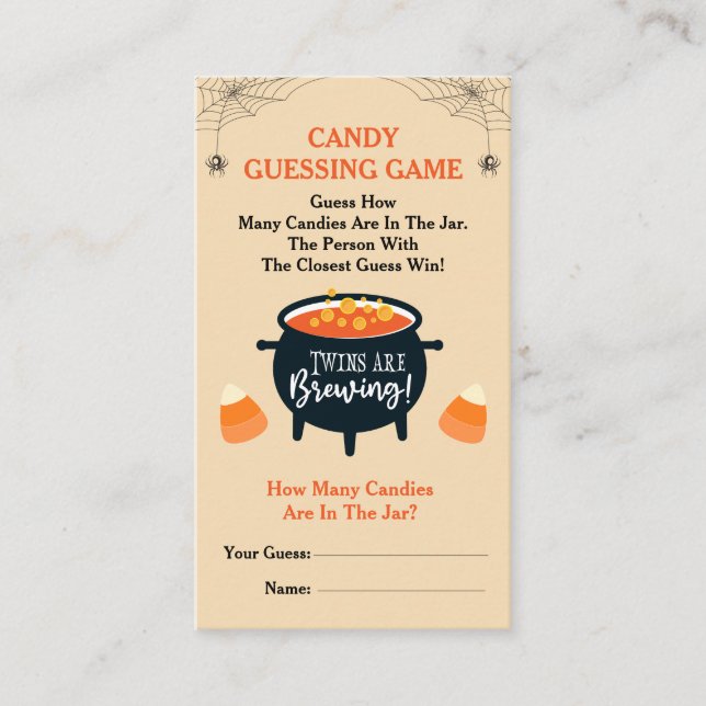 Twins are Brewing Halloween Candy Guessing Game Enclosure Card (Front)