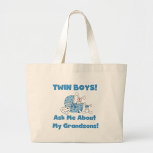 Twins-Ask About My Grandsons Tshirts and Gifts Large Tote Bag