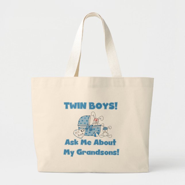Twins-Ask About My Grandsons Tshirts and Gifts Large Tote Bag (Front)