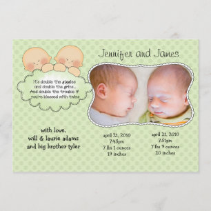 Twins Baby Announcement Cards