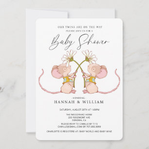 Twins Baby Baby Shower Baby Mice Invitation