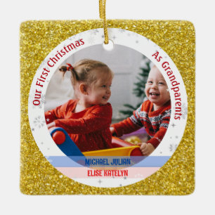 Twins Baby Boy Girl 1st Xmas Grandparents Photos Ceramic Ornament