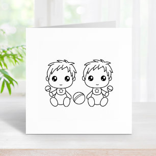 Twins Baby Boys Colour Me Rubber Stamp