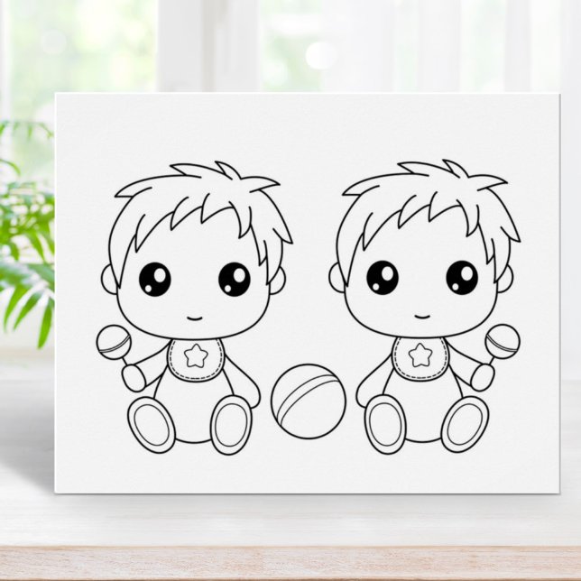 Twins Baby Boys Colouring Page Poster (Creator Uploaded)