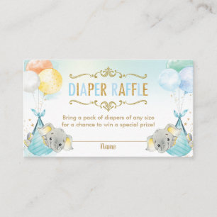 Twins Baby Boys Elephant Diaper Raffle Ticket Enclosure Card