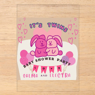 Twins baby shower  acrylic invitations