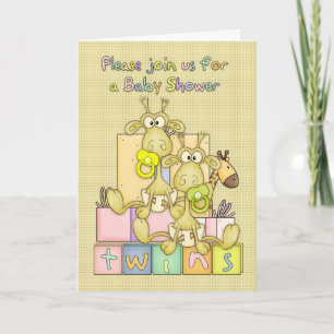 Twins Baby Shower - Baby Shower Card For Twins - G