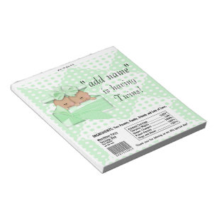 Twins Baby Shower Candy Bar Wrappers Party Favour Notepad