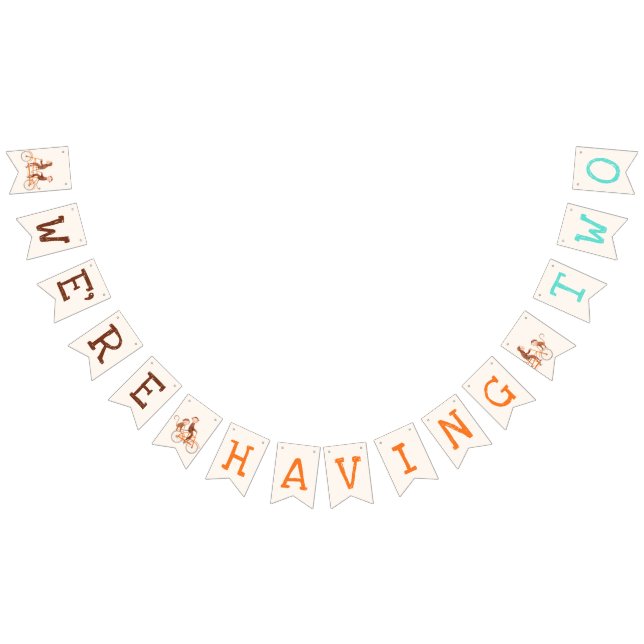 Twins Baby Shower Cute Monkey Double Trouble  Bunting (All)