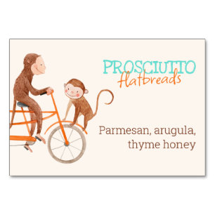 Twins Baby Shower Cute Monkey Double Trouble Table Number