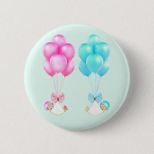 twins baby shower favors 6 cm round badge