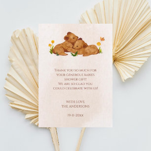 Twins Baby shower gender neutral thank you card