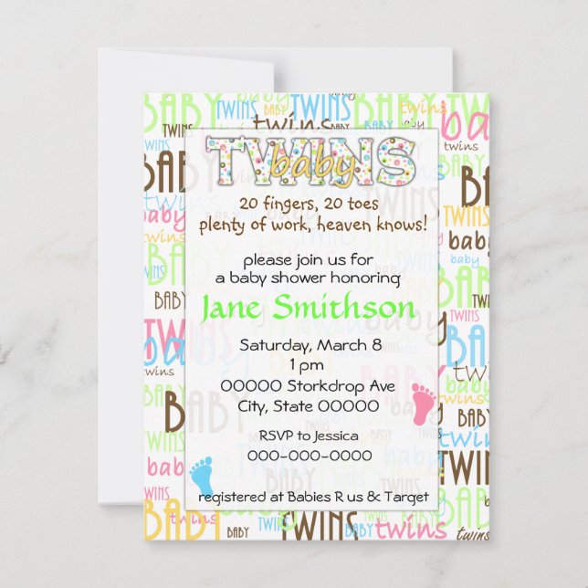 Twins baby shower invitation (Front)