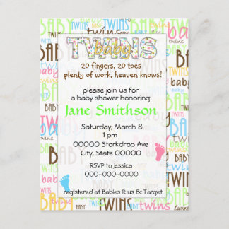 Twins baby shower invitation