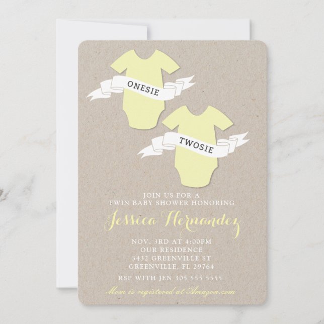 Twins  Baby Shower Invitation (Front)