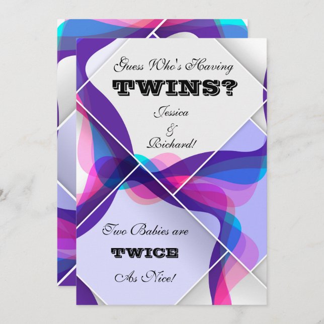 Twins Baby Shower Invitation (Front/Back)