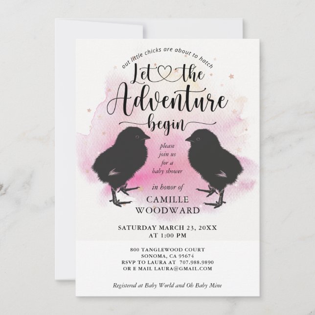 Twins Baby Shower Invitation (Front)