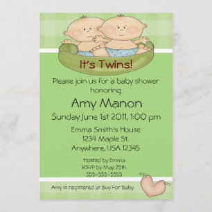 Twins baby shower invitation