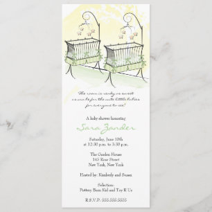Twins Baby Shower Invitation - Baby Cribs