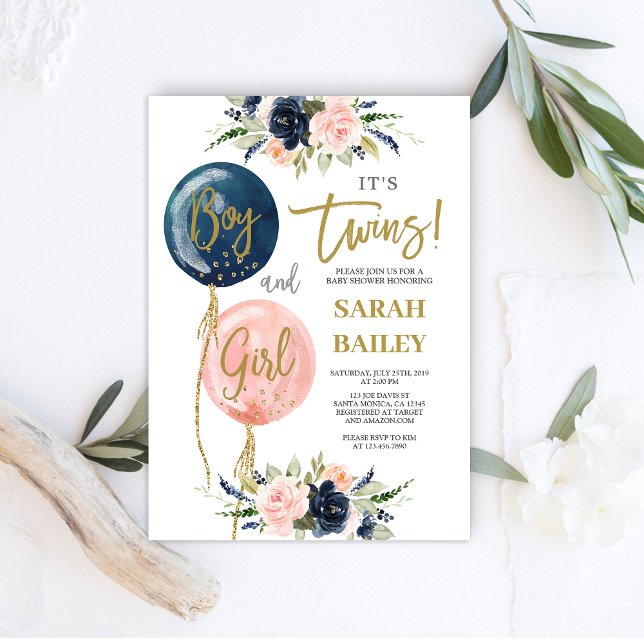 Twins Baby Shower Invitation Boy and Girl (Creator Uploaded)