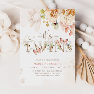 TWINS Baby Shower Invitation, Garden Baby Shower Invitation