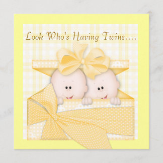 TWINS BABY SHOWER INVITATION NEUTRAL