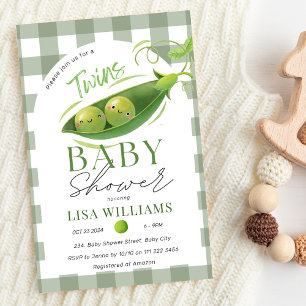 Twins Baby Shower Peas in A Pod Boys Girls Neutral Invitation