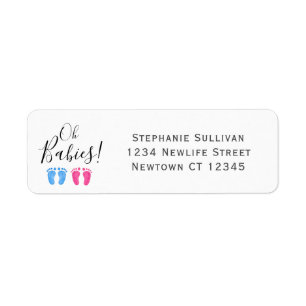 Twins' Baby Shower Return Address Label